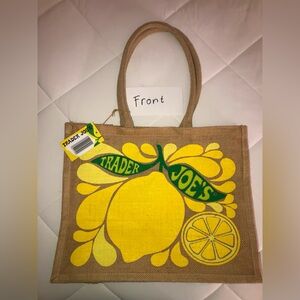 Trader Joe's Lime Green Jute Tote Bag